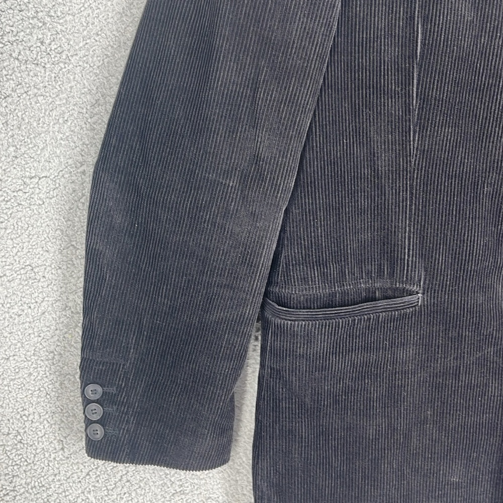 H&M brown corduroy three button long coat pockets men’s 38 medium collar jacket - Picture 4 of 14